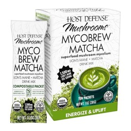Host Defense Mycobrew Matcha - Mezcla Para Bebida Matcha - Té Verde Matcha En Polvo Que Incluye Champiñón De León - Mezcla De Bebida Con Té Matcha... 