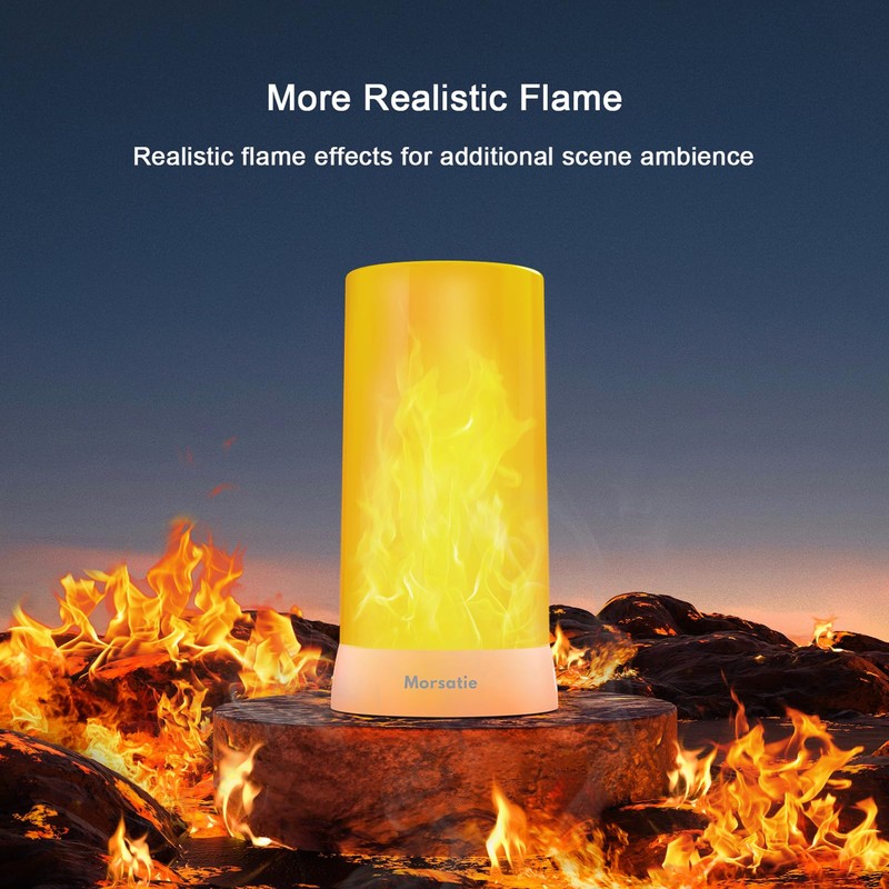 Morsatie 【Upgraded】 LED Flame Light, Rechargeable Flickering Flameless Candles, 4