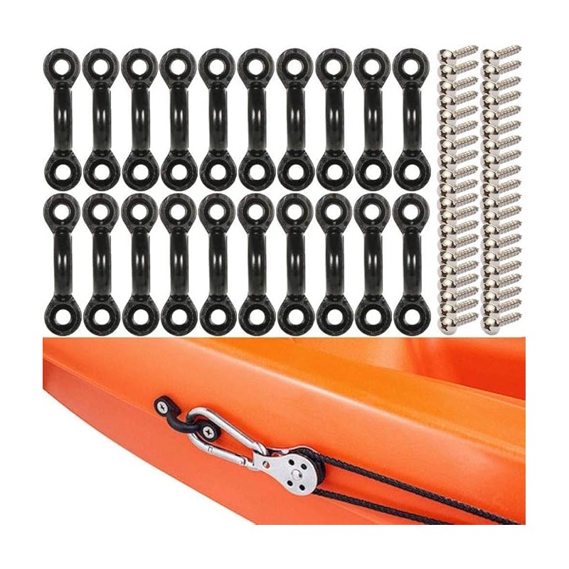 Kayak Pad Eye Kit 20PCS Nylon Bungee Deck Loops Tie