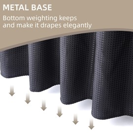 Black Fabric Shower Curtain -256GSM Waffle Thickened Heavy Duty Shower Curtain with 12 Rust-Proof Metal Holes and 12 Stainless Steel Hooks, 72x72 inch, Black