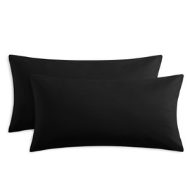 RUIKASI Cushion Cover 40 x 80 cm, Black, Set of 2 - Oeko Tex Pillowcase 40 x 80 cm, Cushion Cover 40 x 80 cm with Zip, Microfibre Padded Cover, Double Pack Set Pillow Case Pillow Cover