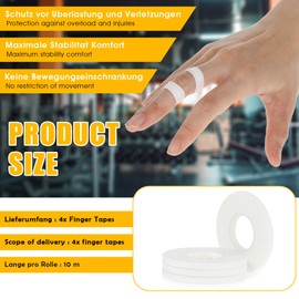 Qianyu 4 Rollen Sporttape weiß Finger Tape Hypoallergenes Tapes 0.5 cm x 10 m Handball Zubehör hautfreundliches Klettertape Elastisches Kinesiologie Tape für Volleyball Torwart Training Kraftsport