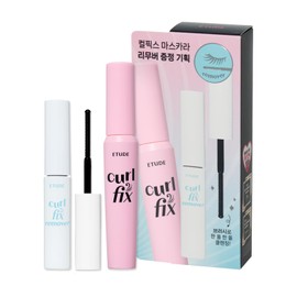 ETUDE Curl Fix Mascara, Black & Mini Remover Set, Mascara, Waterproof, Black, Curl Keep, Bunch, Idle Eyelashes, Upward, Remover Mascara, Makeup Remover