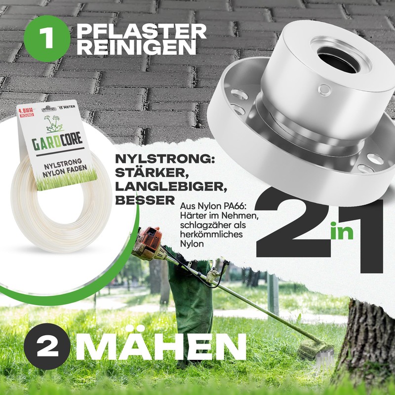 GARDCORE® 2-in-1 Weed Brush Cutter [Mowing & Plaster Cleaning |