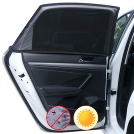 Car Window Shades,Highly Elastic Universal Car Rear Side Window Screen Mosquito Net Covers for 96% of Cars SUVs,Anti-Sun Glare, Reduce UV Rays, Privacy Protection（2 Pack）