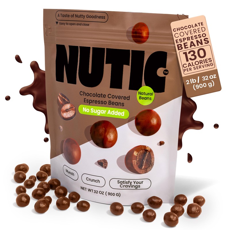 Nutic Gourmet Sugar Free Chocolate Covered Espresso Beans - 2LB,
