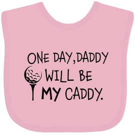 inktastic 1 Day, Daddy Will Be MY Caddy- Kids Golfing Baby Bib Pink 2c49a