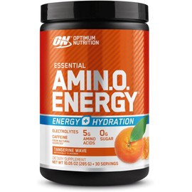 Optimum Nutrition Amino Energy Powder Plus Hydration, with BCAA, Electrolytes, and Caffeine, Tangerine Wave, 30 Servings (Packaging May Vary)