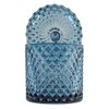 Sizikato Diamond Faceted Crystal Glass Candy Jar with Lid, Blue