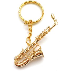 SUNRISE SOUND HOUSE Sunrise Soundhouse Miniature Musical Instrument, Metal, Alto Saxophone, 2.4 inches (6 cm), Ring Included