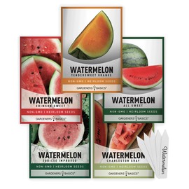 Gardeners Basics Watermelon Fruit Seeds for Planting Home Garden 5 Variety Packets - Crimson Sweet, Jubilee Improved, Tendersweet Orange, Charleston Grey, and All Sweet Watermelon Seed Packs
