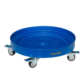 ELAFROS 30 Gallon and 55 Gallon Heavy Duty Plastic Drum Dolly – Durable Plastic Drum Cart 900 lb. Capacity- Barrel Dolly with 5 Swivel Casters Wheel, Black, with Brake