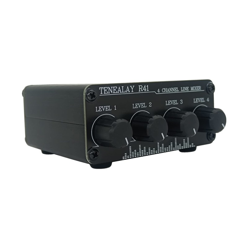 TENEALAY 4-Channel RCA Audio mixer Stereo line levels control Box