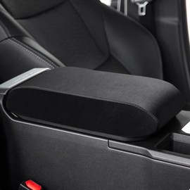 Fucaten Compatible with Toyota New Land Cruiser 250 Series (2024~) Armrest Cover Console Cover Dress-Up Center Console Box (Black (Suede-Like Fabric))