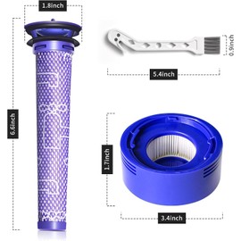 6 Pack Vacuum Filter Replacement for Dyson V7, V8 Animal and Absolute Vacuum, 3 Pre Filters & 3 Post Filters, Replaces Part # 965661-01 & 967478-01