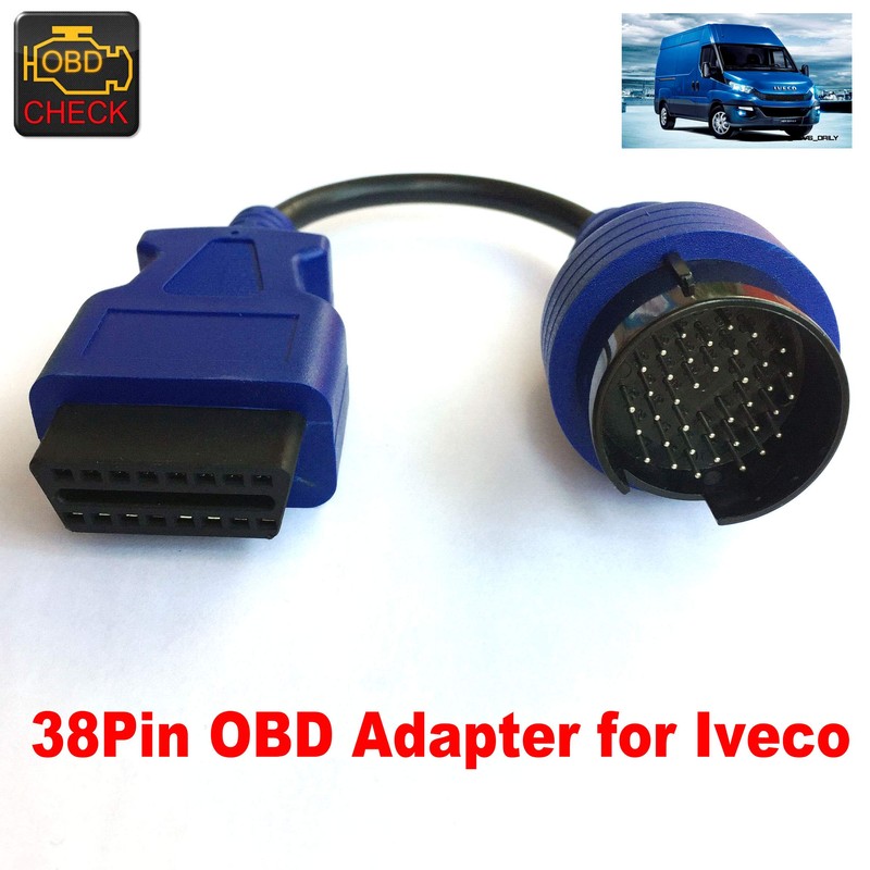 OTKEFDI 38Pin OBD Adapter to 16Pin OBDII Cable Truck Diagnostic