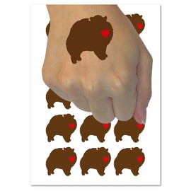 Pomeranian Dog with Heart Temporary Tattoo Water Resistant Fake Body Art Set Collection - 15 2" Tattoos (1 Sheet)