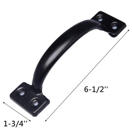 Tebery 4 Pack Utility 6-1/2 Inch Pulls in Black Metal Gate Handle