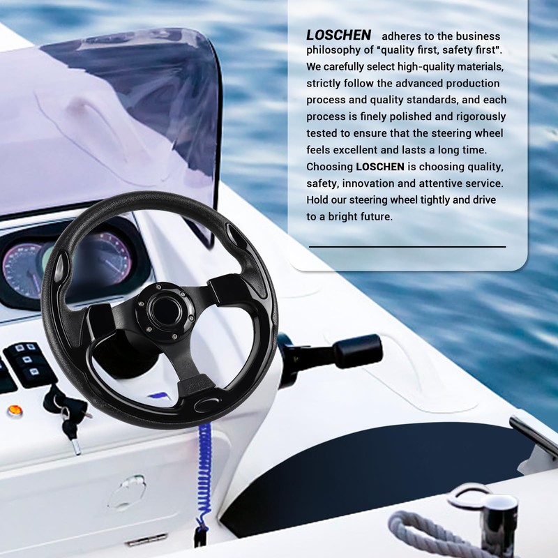 LOSCHEN Boat Steering Wheel Polyurethane Leather with 3/4" Axle Marine