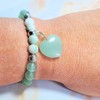 Green Heart Charm Semi-Precious Stones Bracelet Green Aventurine and White