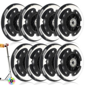 Luminous Inline Skate Wheels, Pack of 8, Luminous Roller Skate Wheels with Bearings, 72 mm/76 mm/80 mm Inline Skate Wheels, LED Flashing Wheels, Roller Skate Wheels for All Types of Roller Skates (80