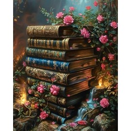 MBNTJHT Paint by Numbers Kit for Adults,DIY Books Paint by Number Kits for Adults Beginners on Canvas,Unframed Flowers Watercolor Acrylic Art Painting Kits for Home Wall Decor 16 X 20 Inch.