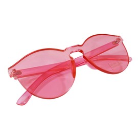 Komonee Frameless Sunglasses Round Frame Clear Pink Lens Tint Glasses Designer Mens Womens UV400 Protection Classic Shades