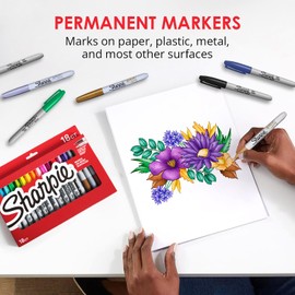SHARPIE Limited Edition, Fine Point, Color Permanent Markers, 18 Count – Quick Drying, Fade & Water Resistant Ink, Premium Colors, Fine Tip, Durable Ink, Folding Easel Box for Easy Access & Storage