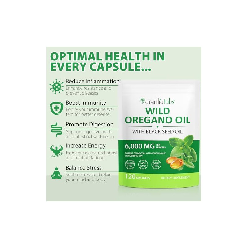Aceite de orégano con aceite de comino negro, aceite de