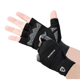 ROBOX Workout Gloves for Men and Women - Reinforced Palm Exercise, Training, Gym Gloves for Weight Lifting (Black, X-Large)