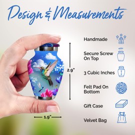 Mini Urns for Human Ashes Set - Hummingbird Urns for Ashes Keepsake - Handcrafted Small Urns - A Lasting Tribute for Your Loved One Ashes Urn Sets (Blue, Set of 4)