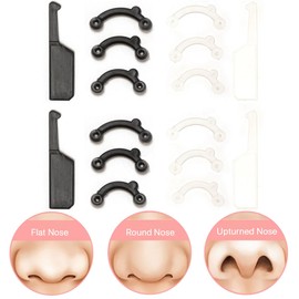 VANANA 6 Pairs Nose Lifting Shaper Inserts, 3 Sizes Invisible Nose Lifter Soft Silicone No Pain Nose Up Corrector Beauty Tool, Comfortable Easy Install Removable (Black & White)