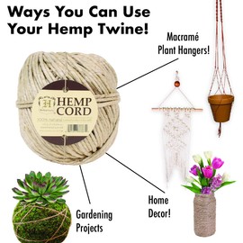 Hemptique Natural Hemp Cord Ball #HB170-NA - Made with Love - Eco Friendly - Macrame – Home Décor – Plant Hanger - Great for Jewelry Making, Crafts & More – #170~3mm (3 Pack)