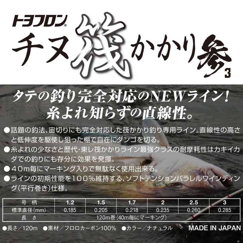 Toray Line Toyoflon Chinu Raft Hook 3 120m 1.7 Number