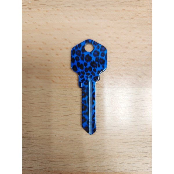 BLUE CHEETAH PRINT KWIKSET KW1/KW10 KEYBLANK
