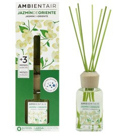 Ambientair Difusor de Varillas 100 ml Aroma Jazmín Blanco Aromatizante de Ambiente Floral y Elegante con Varillas de Ratán Natural