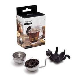 Peleg Design Cattea Infusor de Té – Lindo Colador de Té de Acero Inoxidable en Forma de Gato para Té de Hojas Sueltas | Divertido Infusor de Té con Forma de Animal y Regalo para Amantes del Té, Negro