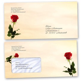 25 Envelopes (without window) Roses Design Baccara Roses DIN Long (220 x 110 mm)