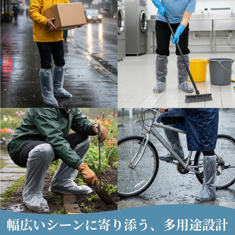Mokasali Disposable Rain Shoe Covers, 12 Sheets/6 Pairs, Long, Waterproof,