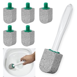 Pumice Stone,Bathroom Cleaner Brush Toilet Wand Refills with 18CM Long Handle for Remove Hard Water Stains with 1 Wand+ 5 Pumice Stones