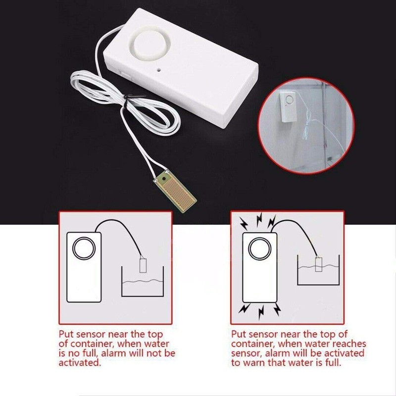 Water Leak Alarm Flood Level Bath Tub Sink Overflow Detector
