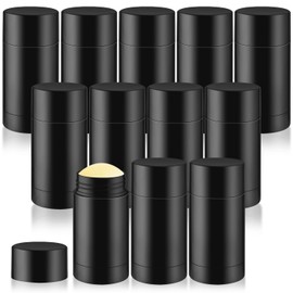 BOSMIOW 12Pcs 75g/2.5oz Empty Black Plastic Deodorant Containers,Twist-up Body Moisturizer Stick Storage Bottle,Bottom-fill Cosmetic Tubes for Solid Perfume,Lotion Bar,Chapstick,Heel Balm