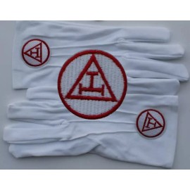 Masonic White Gloves RED Embroidered RA RAM Royal Arch Mason