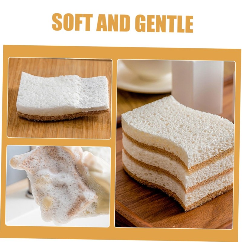Healeved 8pcs Natural Pulp Dish Cleaning Sponges Reusable Scrubber for