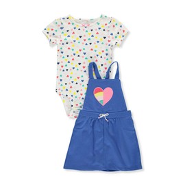 Carter's Summer Baby Dress + Bodysuit 74/80 Floral USA Size 12 Month 2-Piece Hearts 100% Cotton Girls Combination, blue