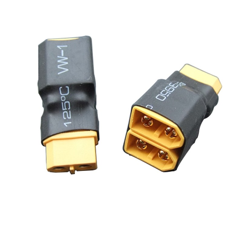JFtech 3pcs No Wire XT60 Parallel Connector 1 Female to