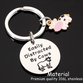 HUTIMY Cow Gifts Keychain For Cow Lovers Women Men Her Cute Cow Items Cow Present Merch Cows Jewelry Things Cow Gift Keyring Cow