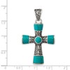 Jewels By Lux Sterling Silver Synthetic Turquoise Antiqued Cross Pendant