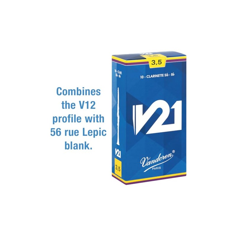 Vandoren CR8025 Bb Clarinete V21 lengüetas fuerza 2.5, caja de
