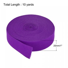 sourcing map Elastic Bands for Sewing 2.5cm 10 Yard Purple Knit Elastic Spool High Elasticity for Wigs, Waistband, Pants